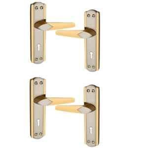 Onmax 7 inch Iron Silver Gold Finish Key Mortise Door Handle without Lock Body for Outdoor & Indoor, S701MSGW (Pack of 2)