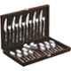 Steel Edge 28 Pcs Stainless Steel Silver Diamond Cutlery Set with Leather Box