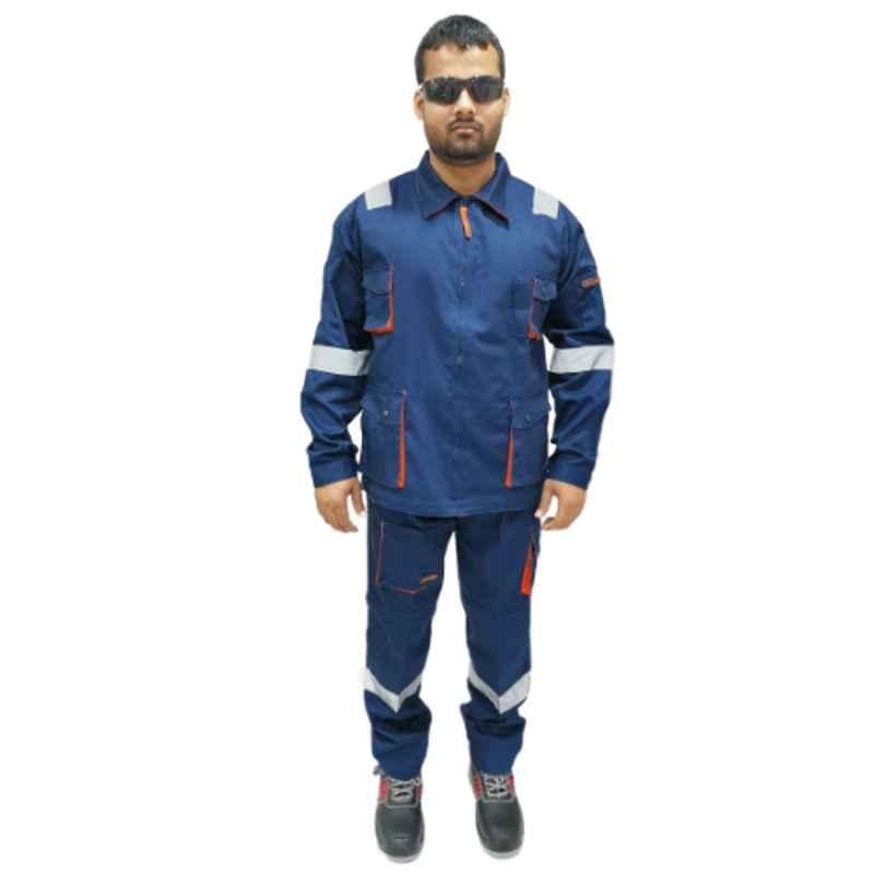 Power Twill Polyester & Cotton Navy 2Pc Shirt & Trouser with Ref Tape, Size: S