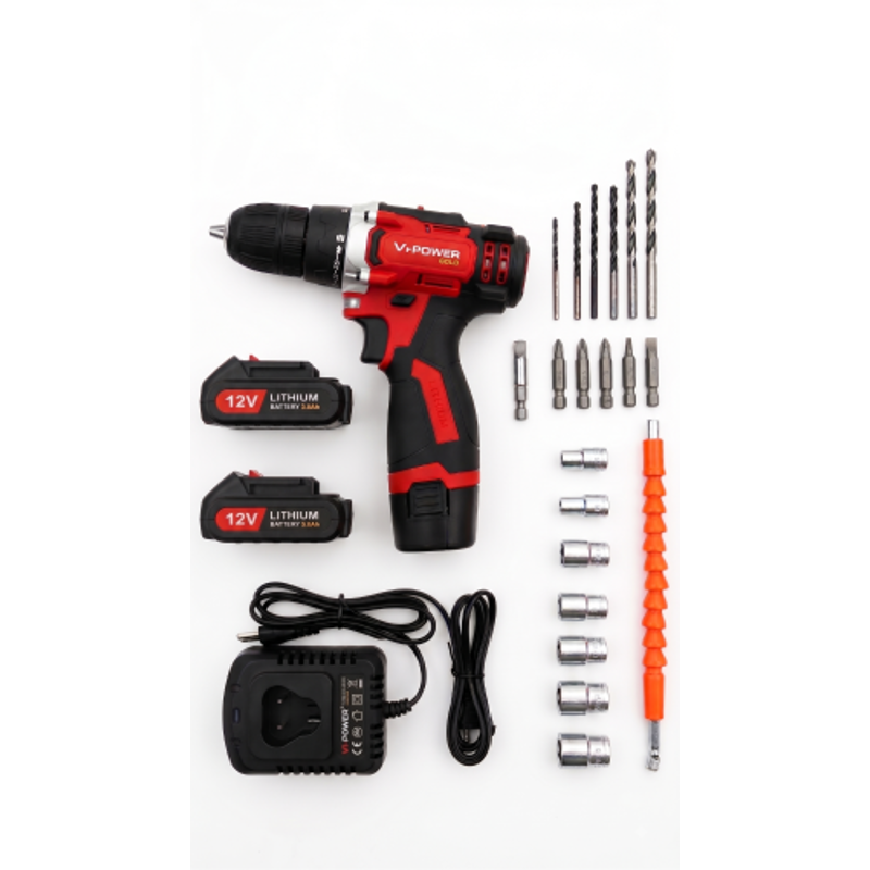 Vi Power Gold 1500mAh 12V 100% Copper Motor Cordless Drill Screwdriver with 24Nm Torque, VP-CD12
