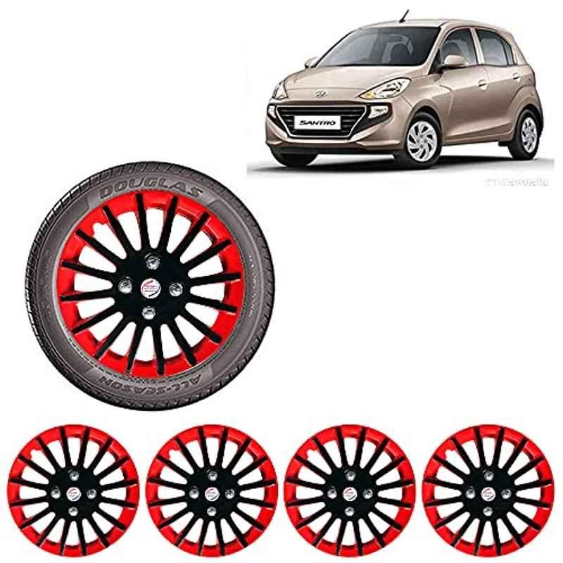 Auto Pearl 4 Pcs 14 inch ABS Red & Black Car Wheel Cover Set for Hyundai Santro 18 Sports Asta