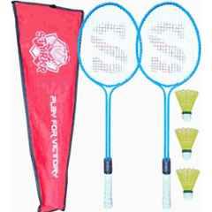 STYRKR Alloy Steel Blue Badminton Racquet Set of 2 Steel Frame with Shuttlecocks 3 & Bag Badminton Kit