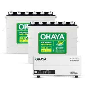 Okaya ATSW 2550 24V 2000VA Pure Sinewave Inverter with PROPower OPTT19054 160Ah Two Battery Combo for Home, Office & Shops