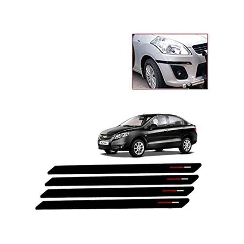 Kozdiko 4 Pcs Black & Red Bumper Protector Set for Chevrolet Sail