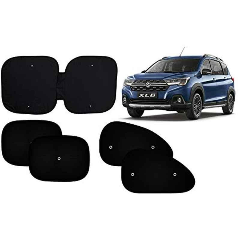 Auto Pearl 5 Pcs PVC & Mesh Black Window & Front Sun Shade Set for Maruti Suzuki XL6