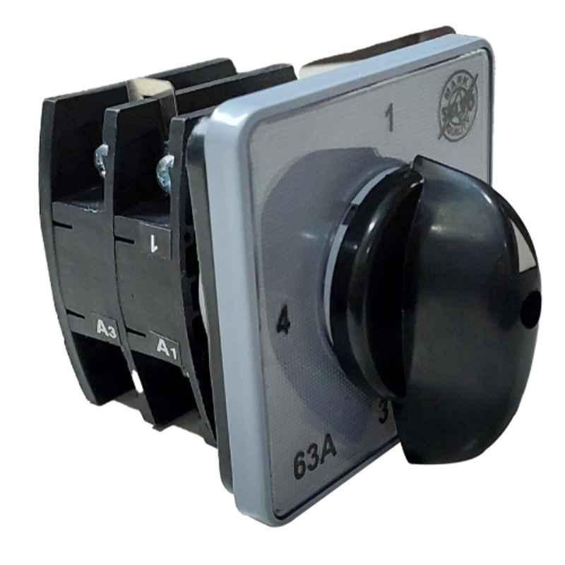 Selvo 63A 1 Pole 4 Way Phase Selector Cam Operated Rotary Switch, GSELRTS11042B