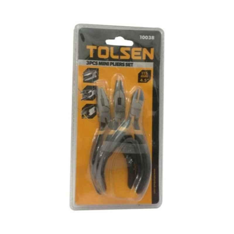 Tolsen 3Pcs 4.5 inch Black & Silver Mini Plier Set, 10038