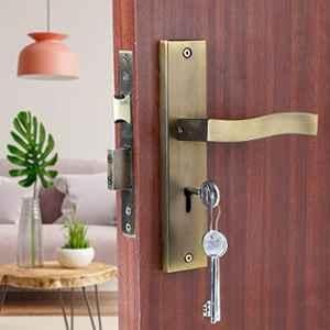 Saze Viva 8 inch Stainless Steel Antique Matt Finish Silver Key Plate Mortise Door Lock Pull Handle Set