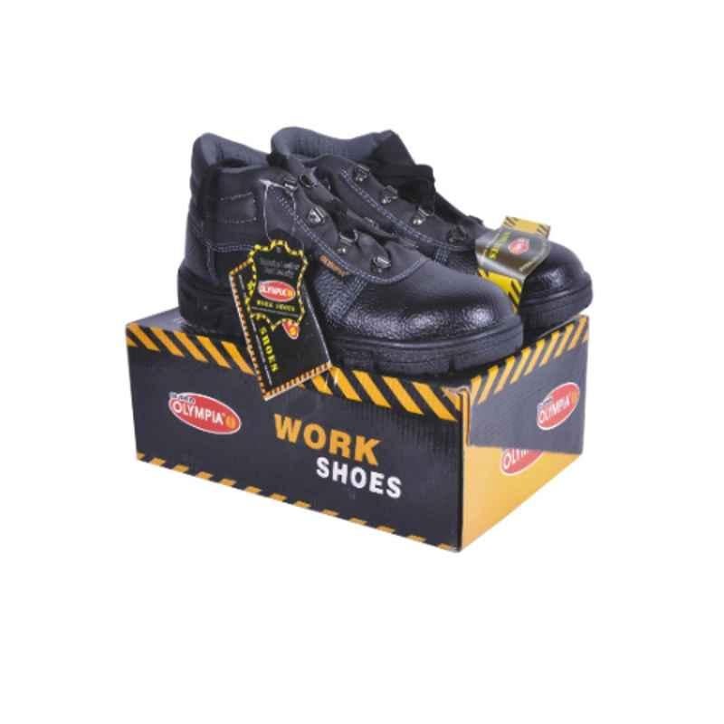 Olympia Ss-001 Genuine Leather Steel Toe Black Safety Shoes, Size: 38