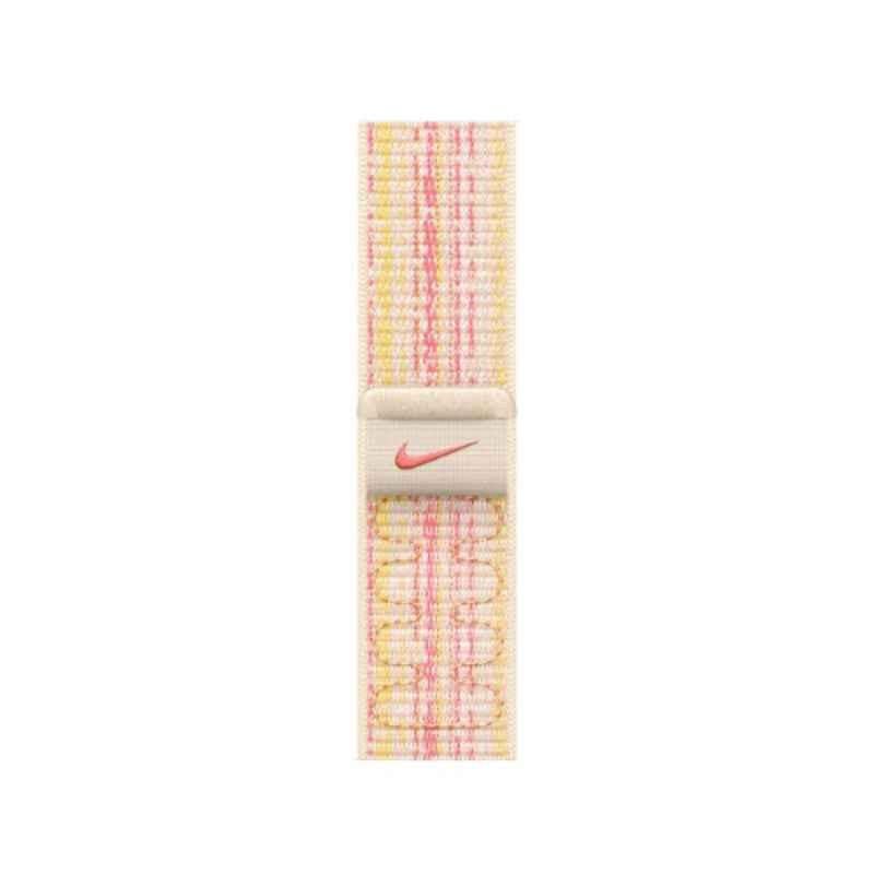 Apple MUJW3ZE/A 41mm Woven Nylon Starlight & Pink Nike Sport Band