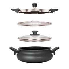 Pigeon 3 Litre Black All in One Pressure Cooker with Aluminium Induction Base (Pack of 5)