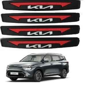SureStrive 4 Pcs Rubber Black & Red Anti Scratch Door Guard Set for Kia Carens All Model