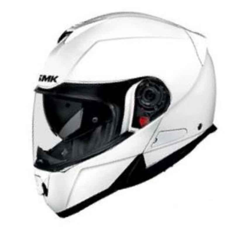 SMK Gullwing Unicolour White Full Face Motorbike Helmet, GL100, Size: XXL