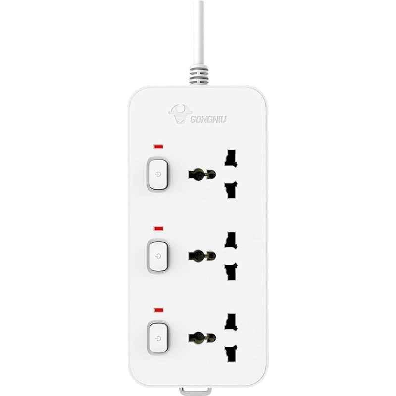 Gongniu 3 Sockets Polypropylene Safety Extension Socket with 5m Wire