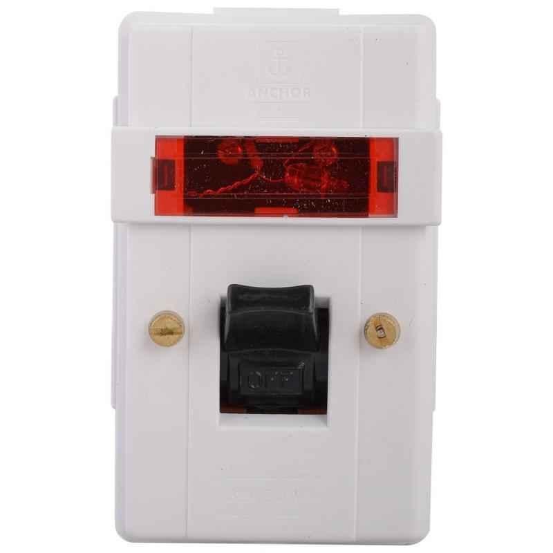 Anchor Penta 32A White Surface DP Switch With Neon, 39094
