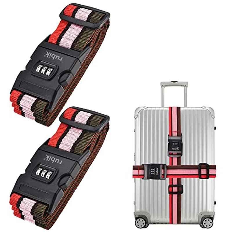 Rubik 78 inch Orange & Grey Heavy Duty Luggage Adjustable Strap with Password