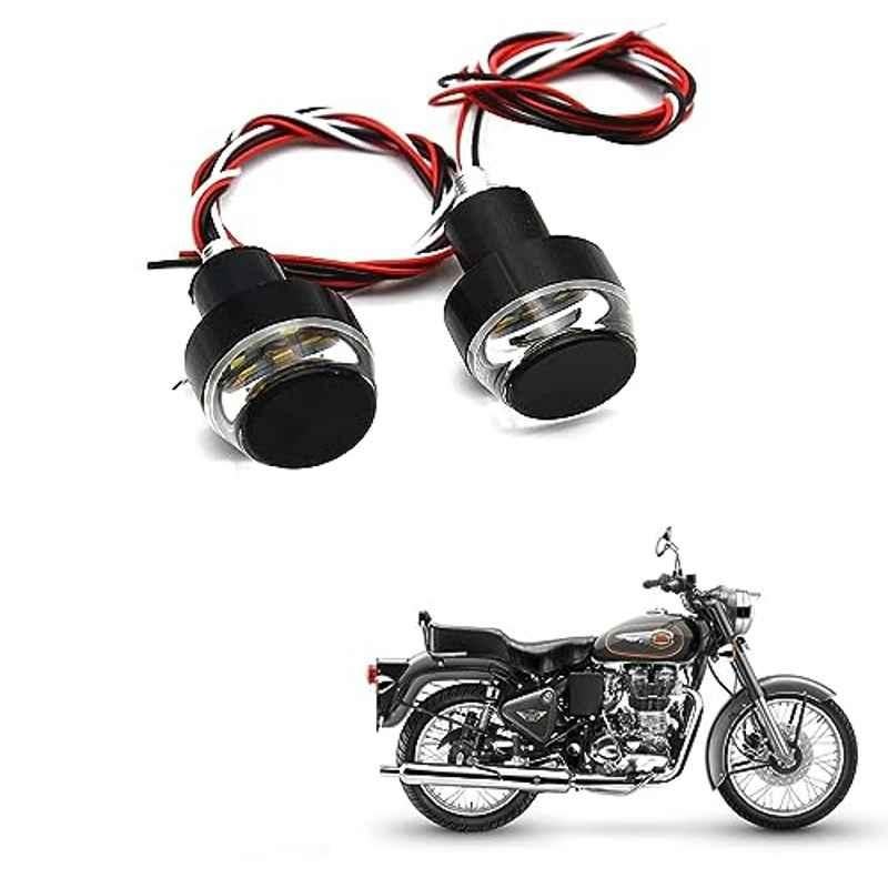 Kozdiko 2 Pcs Dual Colour Motorcycle LED Indicator Turn Signal Handle Bar Light Set for Royal Enfield Bullet 500
