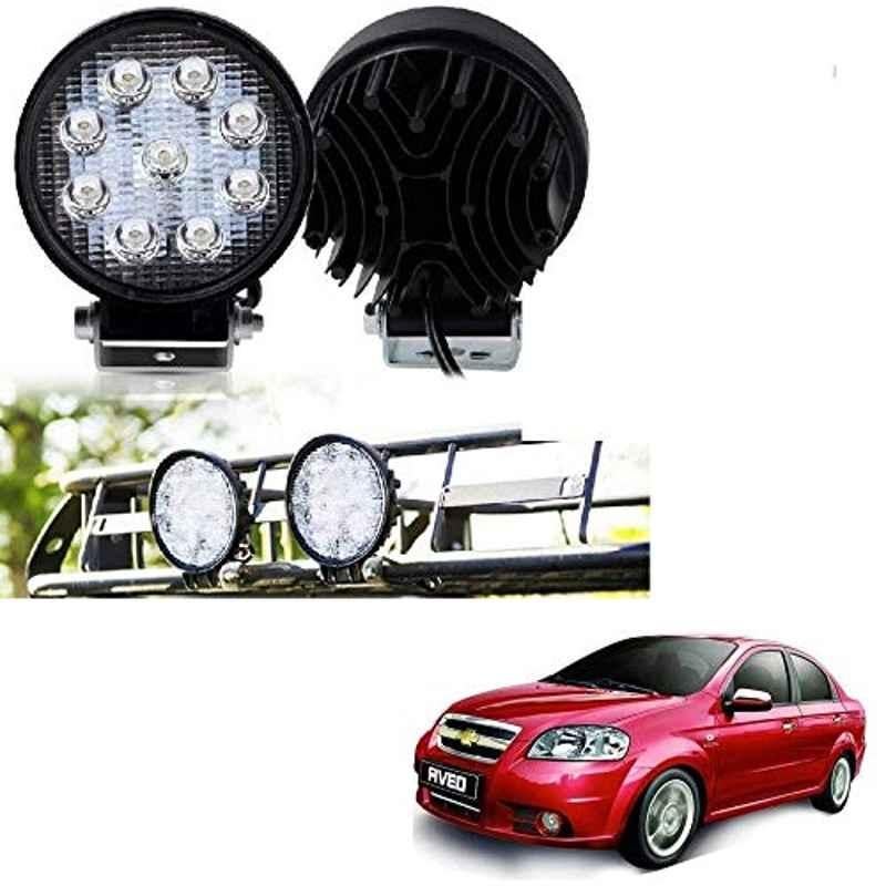 Kozdiko 2 Pcs 27W 4 inch 9 LED Waterproof Round White Fog Light Set with Mounting Brackets for Chevrolet Aveo, koz_76059