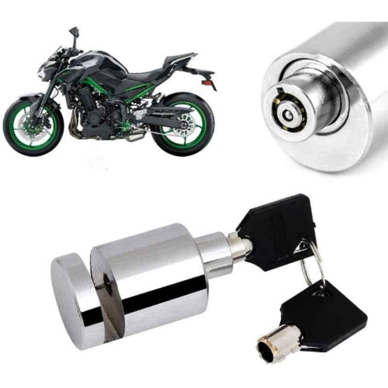 Auto Pearl Stainless Steel Silver Heavy Duty Anti Theft Motorcycle Disc Brake Lock, Lock-305