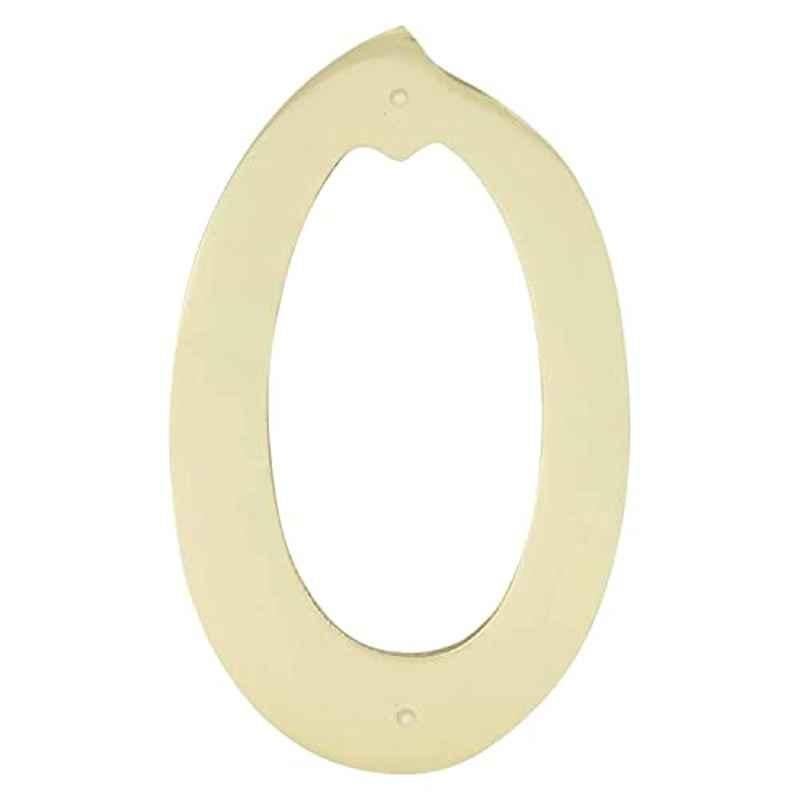HY-KO 4 inch Brass Decorative Solid House Number 0, Br-40/0