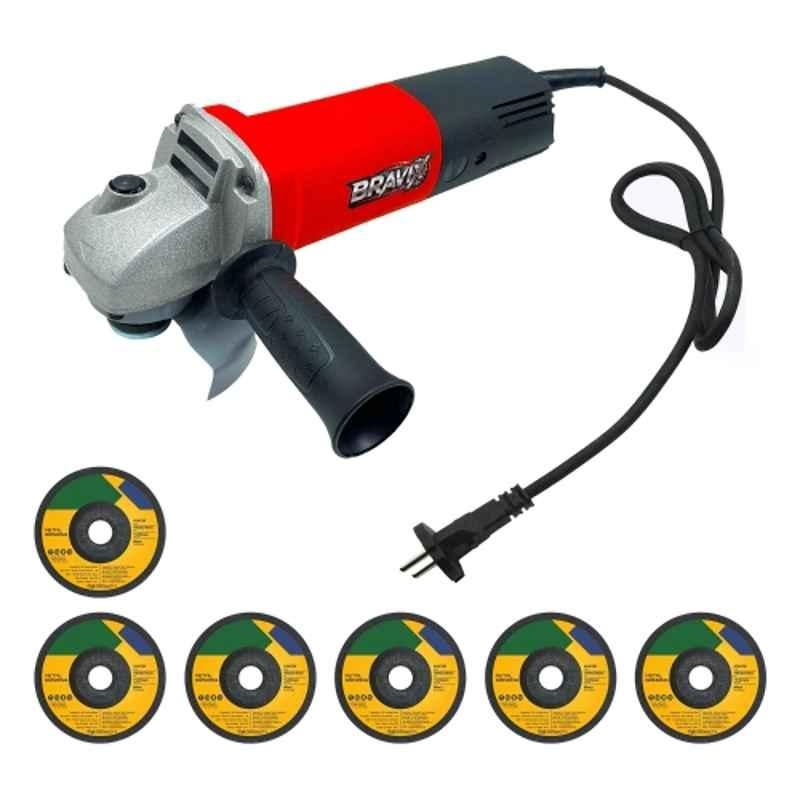 BRAVIX 1100W 4 inch Professional Heavy Duty Grinder Machine with 6 Wheels for Precision Cutting, AG-09