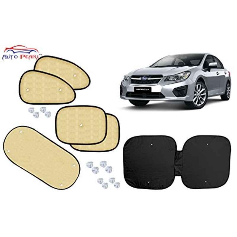 Auto Pearl 6 Pcs PVC & Mesh Beige Window, Front & Rear Sun Shade Set for Subaru Impreza