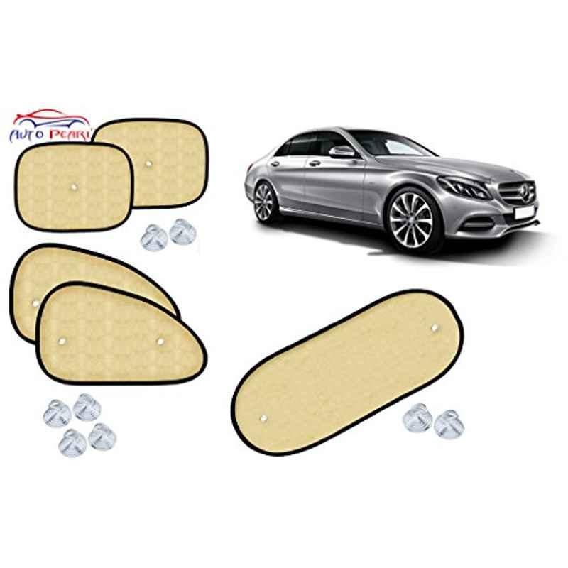 Auto Pearl 5 Pcs PVC & Mesh Beige Window & Rear Sun Shade Set for Mercedes Benz C200
