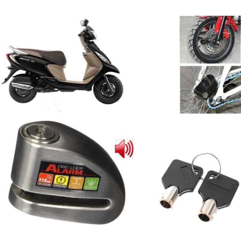 Auto Pearl Steel Black Anti-Theft Alarm Disc Brake Lock for Scooty Zest 110, Lock_690