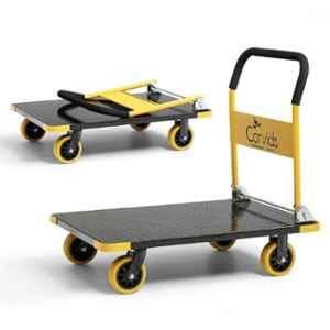 Corvids 600kg Mild Steel Black Portable Folding Hand Platform Trolley with 360 deg Rotating Wheels