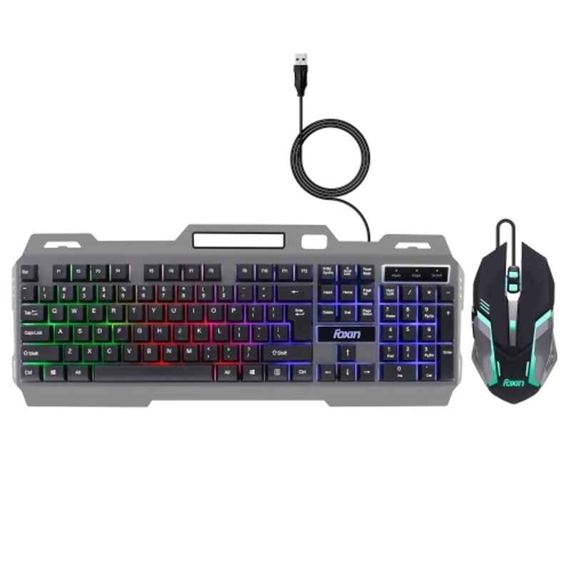 Foxin Thunder 104 Keys USB Wired Gaming Keyboard & 3600DPI Optical Mouse Combo with Phone Holder