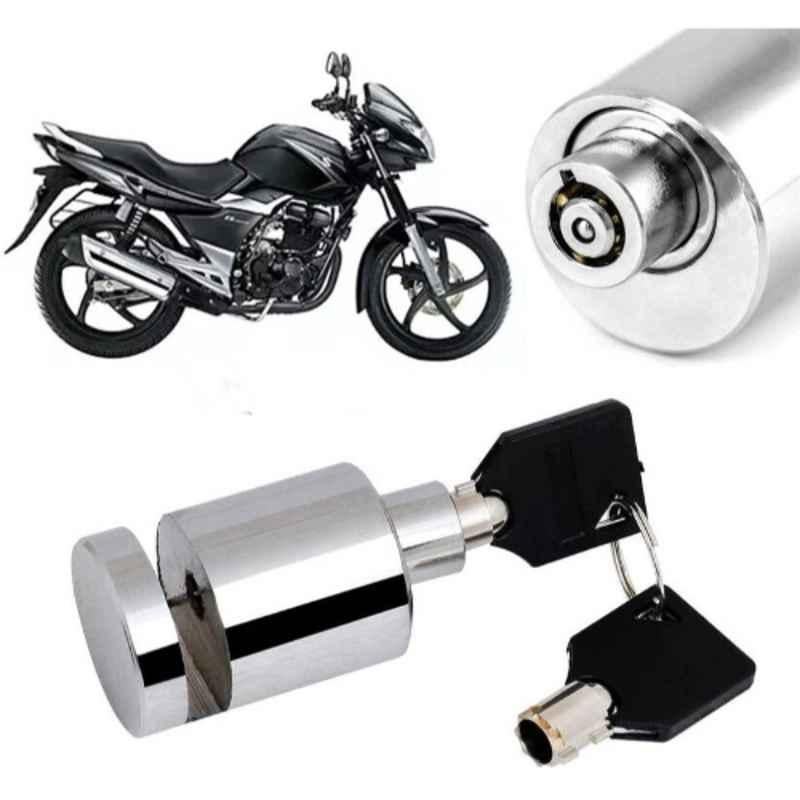 Auto Pearl Stainless Steel Silver Heavy Duty Anti Theft Motorcycle Disc Brake Lock, Lock-407