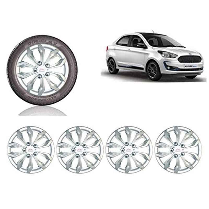 Auto Pearl 4 Pcs 14 inch ABS Silver Car Wheel Cover Set for Ford Figo Aspire2019