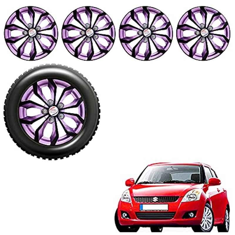 Auto Pearl 4 Pcs 14 inch ABS Black & Violet Car Wheel Cover Set for Maruti Suzuki Swift T2