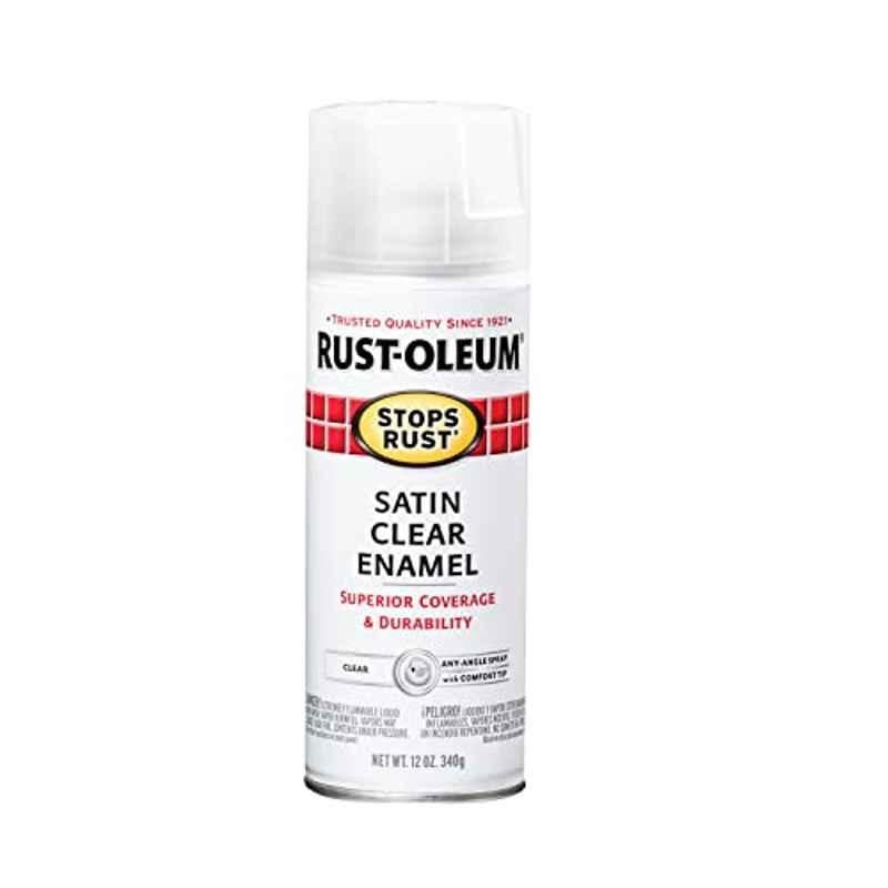 Rust-Oleum Stops Rust 12 Oz Clear 285092 Satin Spray Paint And Rust Prevention Enamel