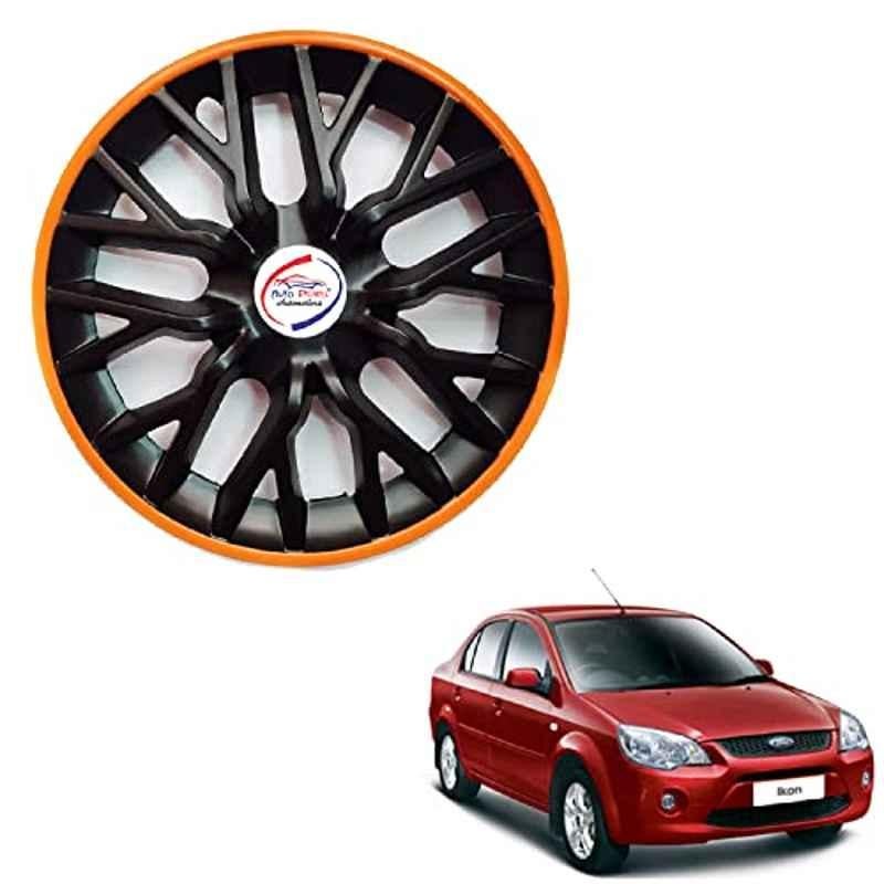 Auto Pearl 4 Pcs 13 inch ABS Black & Orange PBO05 Hubcap Wheel Cover Set with Retention Ring for Ford Ikon