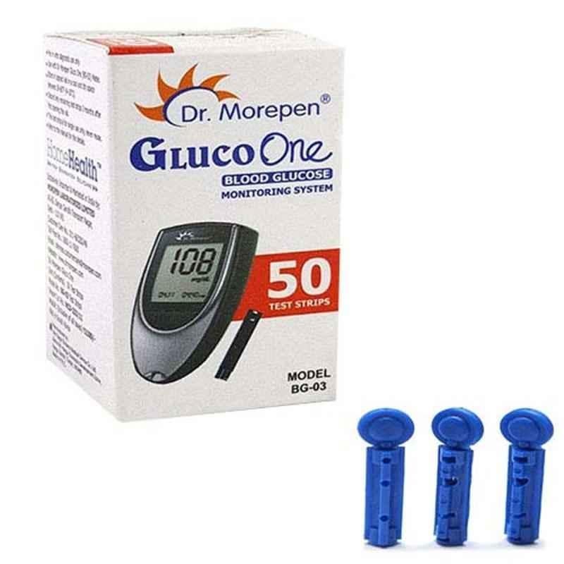 Dr. Morepen 200Pcs BG 03 Gluco One Strips with 150 Lancets Free