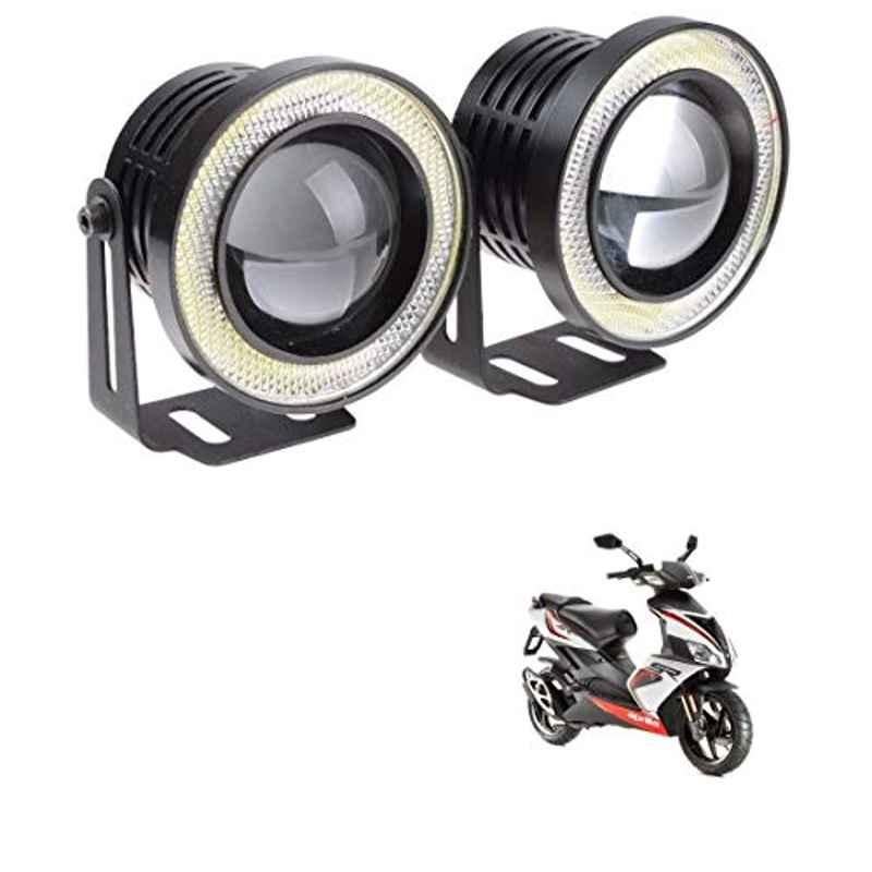 Kozdiko 2 Pcs 15W 3.5 inch High Power White LED Projector COB Fog Light Set with White Angel Eye Ring for Aprilia SR 150, koz_88467