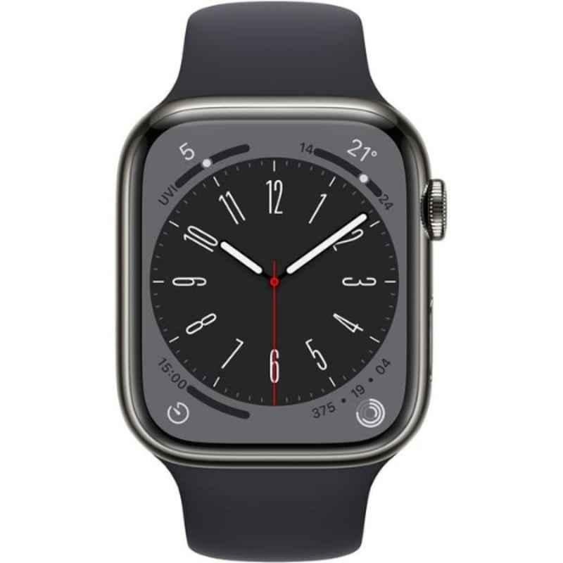 Apple Series-8 41mm Stainless Steel Case Graphite GPS + Cellular Watch with Regular Midnight Sport Band