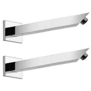 Drizzle 2 Pcs 9 inch Stainless Steel Chrome Finish Silver Square Shower Arm Set, A9SQARM2