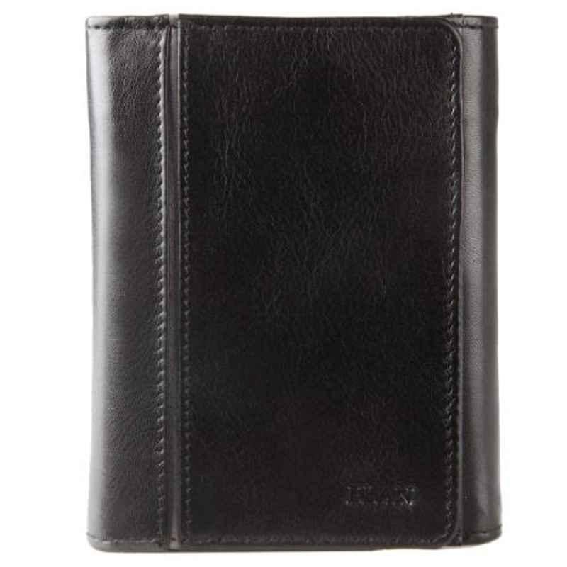 Elan Classic 7 Slot Black Leather Trifold Wallet, ECW-9504 -BL