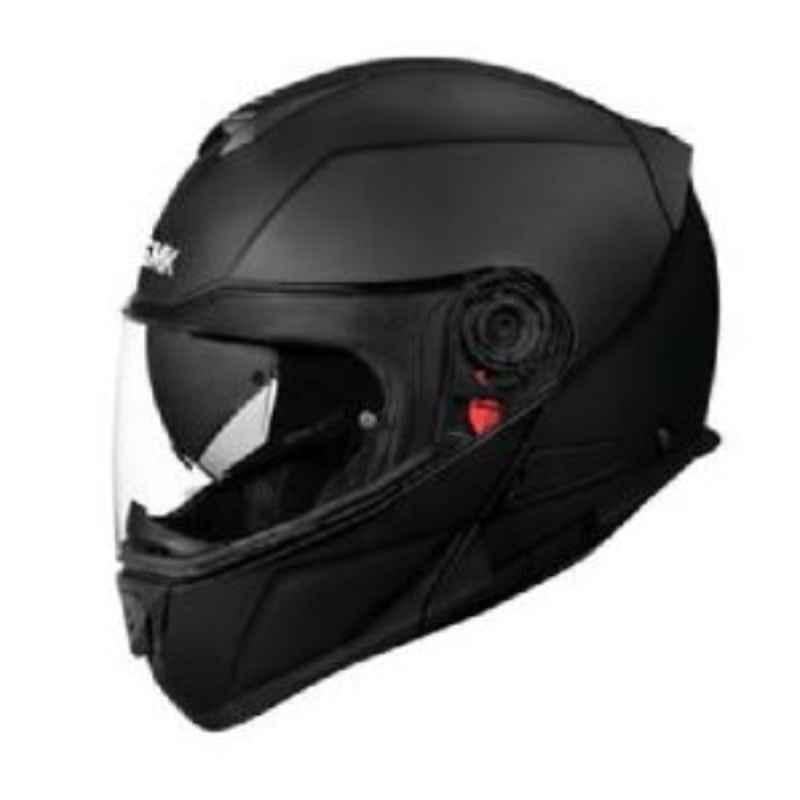 SMK Typhoon Unicolour Matt Black Full Face Motorbike Helmet, MA200, Size: Small