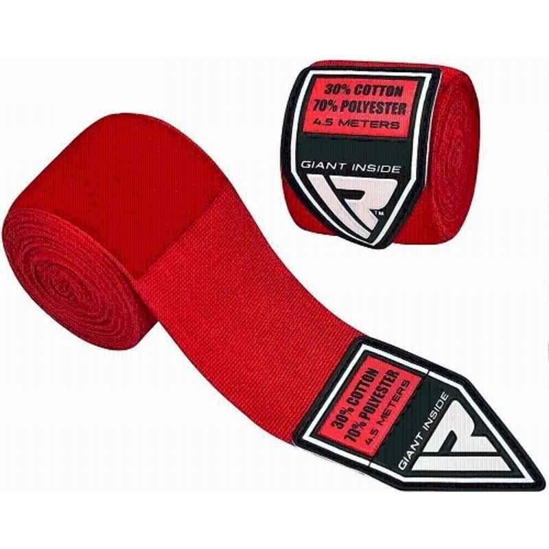 Matrica Red Muay Thai Boxing Hand Wraps with Wrist Support, Size: Free