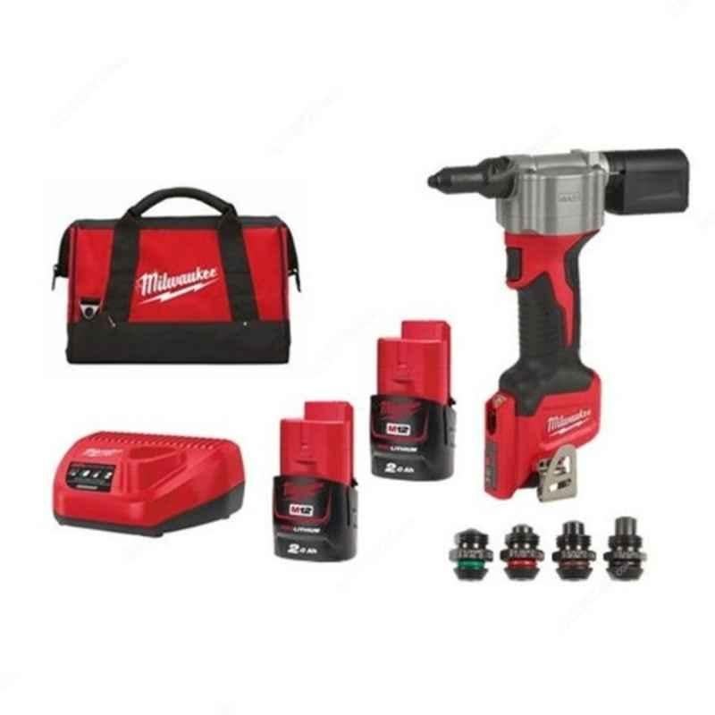 Milwaukee 5 Pcs 12V Cordless Rivet Tool Kit, M12BPRT-202B