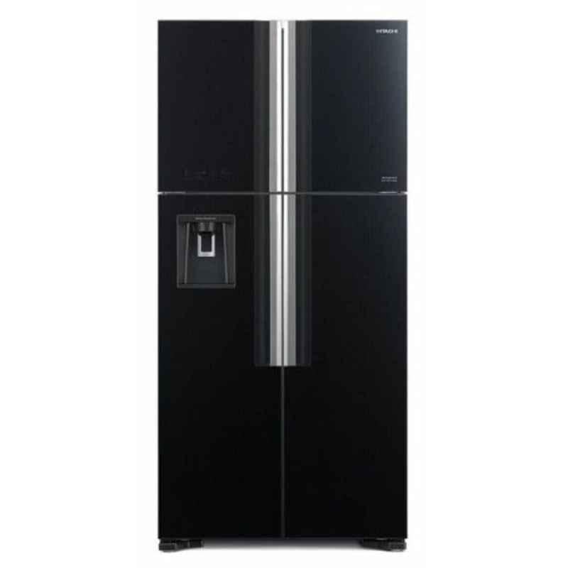 Hitachi 601L Glass Black Inverter Class French Door Refrigerator, RW760PUK7GBK