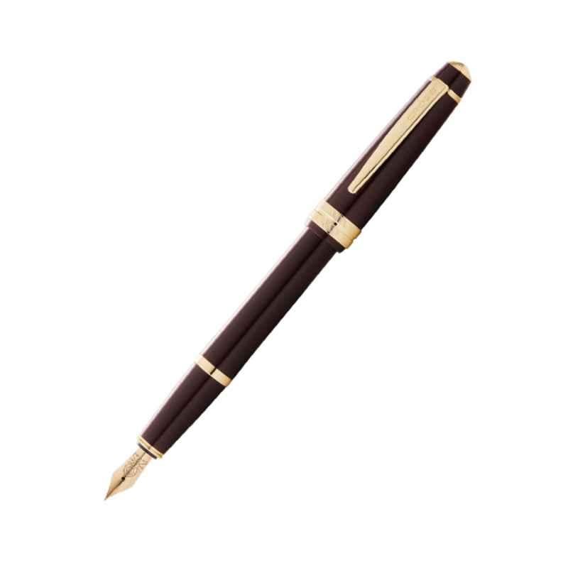 Cross Bailey Black Ink Burgundy Resin & Gold Tone Finish Fountain Pen with 1 Pcs Black Pen Cartridges Set, AT0746-11XF