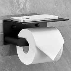 Plantex Space Aluminium Toilet Paper Holder with Mobile Stand/Tissue Paper Roll Holder/Toilet Roll Holder for Bathroom Accessories Black