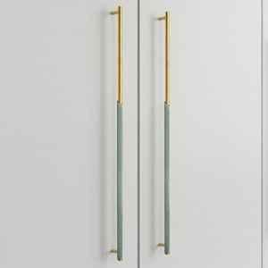 Plantex Stainless Steel & Aluminium Cabinet Handle/600mm Wardrobe Door Handle/Cupboard Pull-Push Handles for Home/Office - Pack of 2 (Green & Gold)