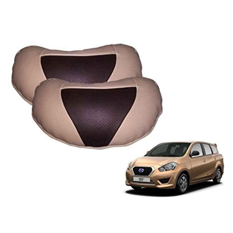 Kozdiko 2 Pcs Brown & Beige Neck Rest Set for Datsun Go+, koz_38944