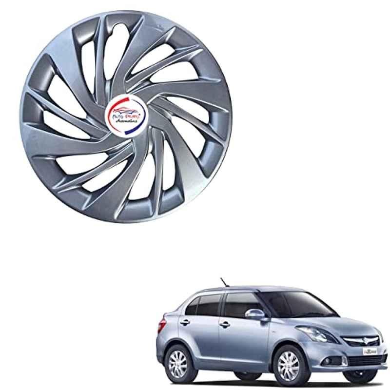 Auto Pearl 4 Pcs 14 inch ABS Silver ER31 Hubcap Wheel Cover Set with Retention Ring for Maruti Suzuki Dzire Type 3
