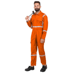 Club Twenty One Workwear Port Flame Cotton Orange FR Pyrovatex Safety Coverall, 3002, Size: M